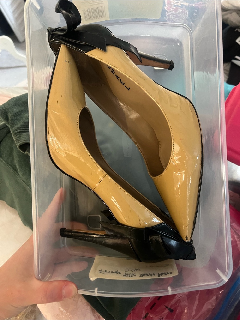 MICHAEL Michael Kors Yellow and Black Pointed Patent Leather Pumps